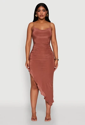 Womens Haute Monde Cowl Neck Asymmetrical Dress,