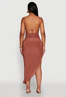 Womens Haute Monde Cowl Neck Asymmetrical Dress,