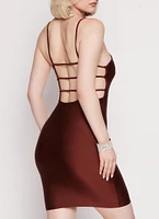 Womens Caged Back Cami Mini Dress, Brown, Size L