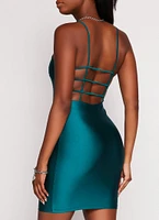 Womens Caged Back Cami Mini Dress, Green, Size L