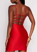 Womens Caged Back Cami Mini Dress, Red, Size M