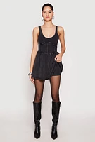 Womens Almost Famous Mineral Wash Corset Skater Dress, Black, Size M