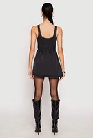 Womens Almost Famous Mineral Wash Corset Skater Dress, Black,
