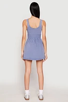 Womens Almost Famous Mineral Wash Corset Skater Dress, Blue, Size S