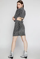 Womens Almost Famous Lurex Tie Back Cut Out Dress, Grey, Size M