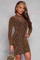 Womens Almost Famous Lurex Tie Back Cut Out Dress, Brown, Size S