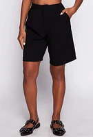 Womens Iris Crepe Knit Pleated Shorts, L