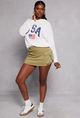 Womens Iris Tabbed Cargo Pocket Mini Skort, Green, Size M