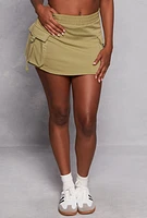 Womens Iris Tabbed Cargo Pocket Mini Skort, Green, Size M