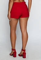Womens Side Buckle Detail Shorts, Red, Size S