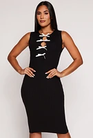 Womens Cut Out Bow Sleeveless Midi Dress, S