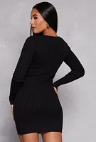 Womens Cut Out Bow Sweater Dress, Black, Size S