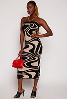 Womens Swirl Print Tube Sweater Dress, Multi, Size M
