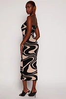 Womens Swirl Print Tube Sweater Dress, Multi, Size M