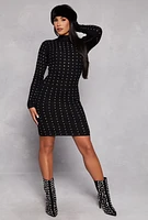 Womens Almost Famous Rhinestone Studded Sweater Dress,