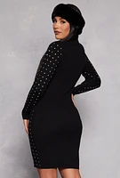 Womens Almost Famous Rhinestone Studded Sweater Dress,