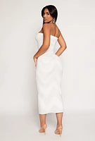 Womens Almost Famous Lurex Abstract Print Maxi Dress, White, Size L