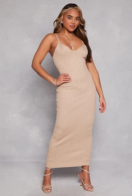 Womens Almost Famous Lurex Shadow Stripe Maxi Dress,