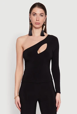 Womens Asymmetrical Cut Out One Shoulder Top,