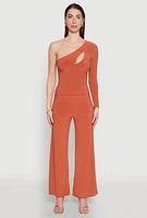 Womens Wide Waist Palazzo Pants, Orange, Size S