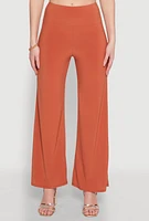 Womens Wide Waist Palazzo Pants, Orange, Size S