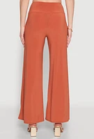 Womens Wide Waist Palazzo Pants, Orange, Size S