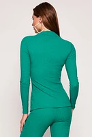 Womens Textured Knit Split Hem Blouse,