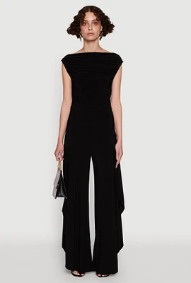 Womens Palazzo Pants with Wide Leg and Asymmetrical Design, , Size M