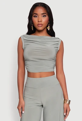 Womens Chic Sleeveless Pleated Blouse,