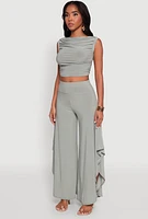 Womens Chic Sleeveless Pleated Blouse, Green, Size L