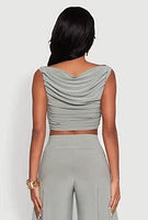 Womens Chic Sleeveless Pleated Blouse,