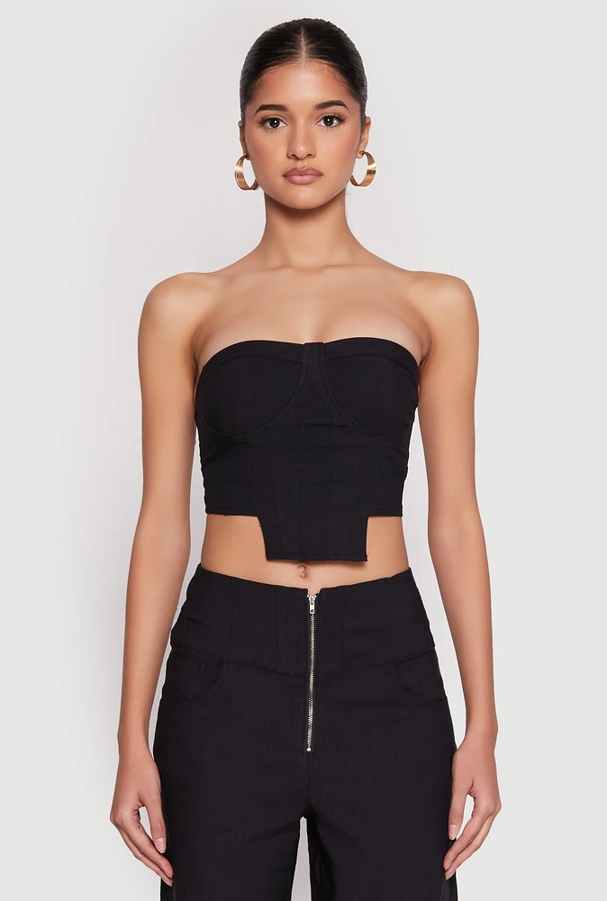 Womens Hyperstretch Strapless Bustier Top, Black,