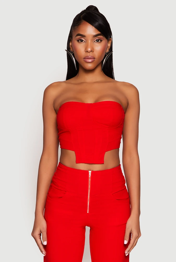 Womens Hyperstretch Strapless Bustier Top, Red, Size S