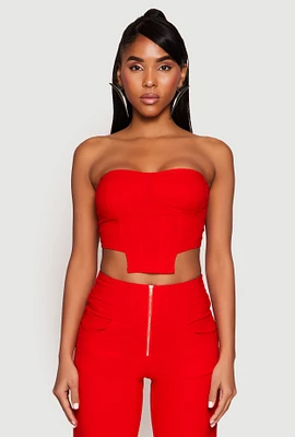 Womens Hyperstretch Strapless Bustier Top, Red,
