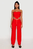 Womens Hyperstretch Strapless Bustier Top, Red,
