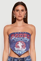 Womens Rodeo Roundup Tie Back Top, Blue, Size XL