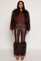 Womens Spoon Jeans Faux Fur Cuff Pants, Brown, Size M