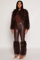 Womens Spoon Jeans Faux Fur Cuff Pants, Brown,