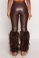 Womens Spoon Jeans Faux Fur Cuff Pants, Brown,