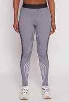 Womens Seamless Striped Greek Key Print Leggings,