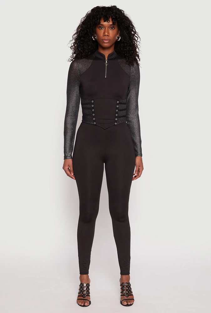 Womens Solid High Waisted Leggings, Black, Size M