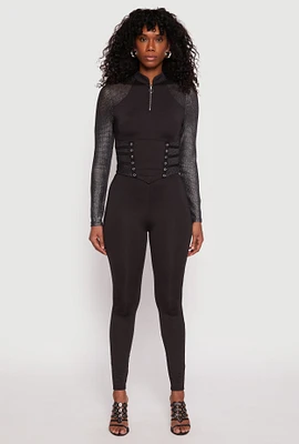Womens Solid High Waisted Leggings, Black, Size M
