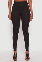 Womens Solid High Waisted Leggings, Black, Size S