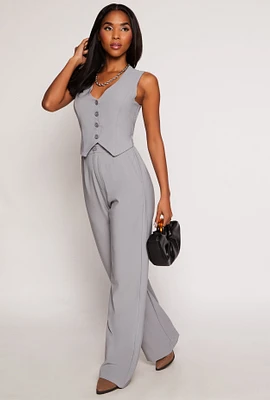 Womens Pleated High Waisted Wide Leg Pants,