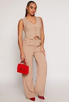 Womens Pleated High Waisted Wide Leg Pants,