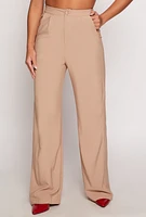 Womens Pleated High Waisted Wide Leg Pants,