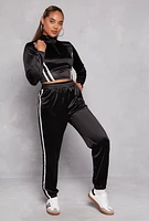 Womens Varsity Stripe Detail Zip Neck Crop Top, S