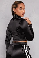 Womens Varsity Stripe Detail Zip Neck Crop Top, S