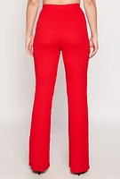 Womens Textured Knit Straight Leg Pants, Red, Size M