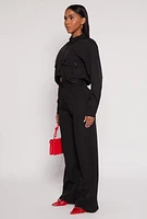 Womens Cargo Pocket Cropped Shirt, M